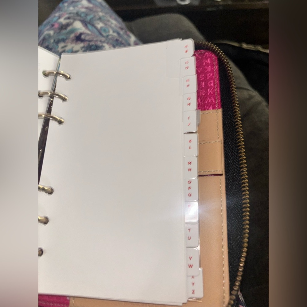 Kate Spade planner-Gold Hardware-Pink lining Black Pebbled Leather Zip Wellesley - Picture 15 of 16